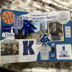 an assortment of stickers and magnets on a sheet of paper with the duke university store's logo