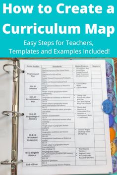 a book with the title how to create a curriculum map for teachers, templates and examples included