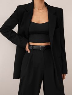 Woman In Black, Elegante Casual, Online Fashion Store, Pleated Pants, Breasted Blazer, Formal Outfit