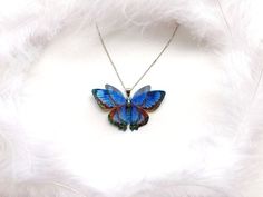 🌸 Realistic design, Butterfly looks like a real one🌸 Butterfly Wingspan (Width) is about 5.1 cm / 2"🌸 The price is only for the pendant (chain is included as a gift, - the chain is Rhodium plated of high quality, length 17.7" / 45 cm) 🌸 Wings are made of silk with a beautiful 3D effect🌸 Great gift for those who love Moths and Butterflies! Ready to ship!Feel free to write me if you have any questions! 😊 Blue Butterfly Necklace For Gifts, Blue Butterfly Necklace For Gift, Nickel Free Butterfly Necklace For Gifts, Nickel-free Butterfly Necklace For Gift, Blue Butterfly Jewelry With Butterfly Print, Handmade Blue Butterfly Necklace, Multicolor Butterfly Jewelry Gift, Multicolor Butterfly Jewelry For Gifts, Blue Jewelry With Butterfly Charm For Jewelry Making