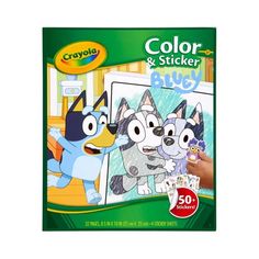 the crayon color and sticker book is shown