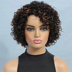 Short Bob Pixie Cut Wig for Black Women Human Hair Wig Short Wig for women Full Machine Made Non Lace Front Wig with Bangs Glueless Wig Short Layered Wigs Human Hair Pixie Wigs 2024 - $35.99 Short Blonde Pixie Cut, Dominique Mcelligott, Wigs For Black Women Short, Hair Wigs For Black Women, Natural Black Women, Pelo Afro, Short Curly Wigs, Natural Wigs, Curly Human Hair Wig