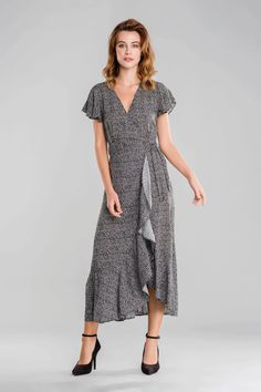 Deep V Wavy Wrap Summer Dress - Nord Wrap Summer Dress, Wrap Dresses Summer, Dress Ruffles, Strappy Stilettos, Elevate Your Look