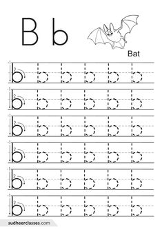 the letter b is for bat worksheet with an uppercase and lowercase