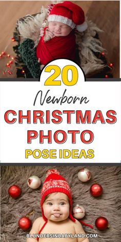 Getting ready for your baby's first Christmas photos? Check out these adorable Newborn Christmas Picture Pose Ideas to get you started! Plus newborn photography tips to make the best of your photo shoot! Newborn Girl Photoshooting Ideas Christmas, 1 Month Old Christmas Pictures, Infant Christmas Photo Ideas, Easy Baby Photo Shoot Ideas, Newborn Holiday Pictures, Diy Christmas Photoshoot Kids, Baby Christmas Picture Ideas, Baby Christmas Photo Ideas, First Christmas Photoshoot