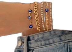 Trendy Gold Evil Eye Bracelet, Trendy Gold Evil Eye Bracelet Gift, Trendy Gold Bracelets With Evil Eye, Trendy Evil Eye Bracelet, Eye Motif, Partner Work, Gold Plated Bracelet, Eye Bracelet, Gold Plated Bracelets