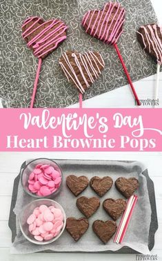 valentine's day heart brownie pops with pink marshmallows