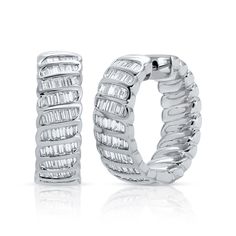 18k gold baguette diamond Zoe hoop earrings 2.13ct diamonds   #AKEBDZOE-