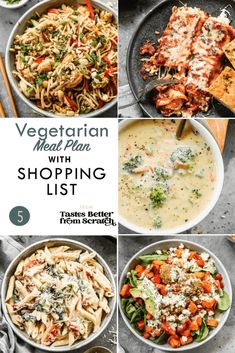 the vegetarian meal plan with shopping list for 5 tasty dinner ideas from scratch to serve