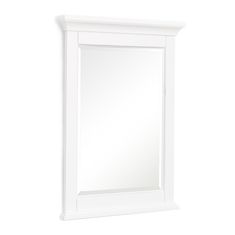 a white framed mirror hanging on the wall