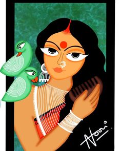 "যে রাধে সে চুল ও বাঁধে - Je radhe se chul o badhe” ~ Who cooks, she also ties her hair . . . . . #women #nari #kalighatpainting #artoftheday 3d Liner Art, Hotel Painting, Kalighat Paintings, Marian Art, Book Cover Art Ideas, Indian Contemporary Art, Desi Art, Modern Indian Art