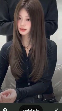 Long Character Bangs, Japanese Layers Haircut, Korean Long Layered Haircut, Long Hairstyles Asian, Long Korean Hair, Layered Hair Asian, Layers For Straight Hair, Long Asian Hair, V Shaped Layers