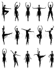 silhouettes of dancers in different poses on a white background stock photo colorless image