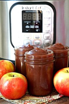 apples and chocolate in front of an instant pot