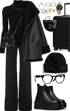 Black Clothes, Chique Outfits, Winter Fashion Outfits Casual, Black Clothing, Looks Black, Mode Inspo, Looks Chic, 가을 패션, Clothes And Accessories