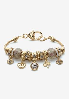 In a contemporary tapestry of colors and charms, this designer-inspired Bali-style birthstone beaded charm bracelet makes a stylish statement. No need to Contemporary Tapestry, Contemporary Tapestries, Beaded Charm Bracelet, Bali Style, Bali Fashion, Bracelet Bead, Birthstone Colors, Wrist Wrap, Birthstone Bracelet