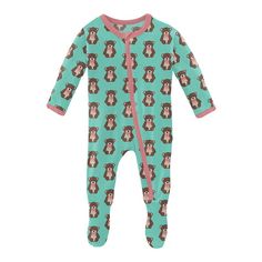 Girl's Print Bamboo Footie with Zipper - Glass Teddy Bear Baby & Toddler Sleepwear Teddy Bear Print, Play Outfit, Teddy Bear Collection, Footie Pajama, Kickee Pants, Baby Warmer, Flame Retardant, Girls Prints, Bear Print