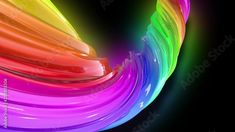 an abstract rainbow swirl with black background