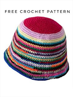 a crocheted hat with the words free crochet pattern written below it