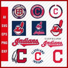 Cleveland Indians MLB SVG Cut Files Baseball Clipart Bundle Cleveland Indians Logo, Indian Logo, Mlb Hats, Logo Clipart, Baseball Teams