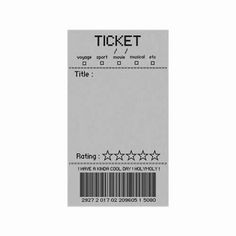 a ticket with five stars on it and the word'ticket'written in black