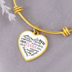 Nana heart bangle bracelet charm with optional engraving. The perfect gift for Mother's day, Christmas, Birthday, or just because. Purchase This Best-seller and We Guarantee It Will Exceed Your Highest Expectations! ➜ Our patent-pending jewelry is made of high quality surgical steel with an 18k gold finish option. This Jewelry Item Is the Perfect Keepsake! Whether for Yourself or a Loved One. ➜ If the custom engraving option is available, engrave onto the back of the pendant your loved one's nam Heart Bangle Bracelet, Heart Pendant Gold, Silver Heart Pendant, Working Mother, Bracelet Charm, Working Moms, Heart Bracelet, Silver Bangles, Gold Bangles