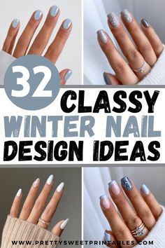 Gel Nail For Winter, Nails Design Winter 2024, December Gel Nails Ideas, Neutral Nails With Blue Accent, Winter Squoval Nails, December Nails Ideas Simple, Nails Color For Winter, Cute Nail Designs For Winter Short, Dec 2024 Nails