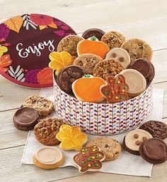 a gift box filled with cookies and treats