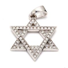 Ninacci 18K White Gold Star of David Pendant with Pave Set Round Diamonds - 1.61 Carat Total Diamond Weight Luxury White Gold Star Of David Jewelry, White Gold Cubic Zirconia Star Of David Jewelry, Luxury White Star-shaped Jewelry, Star Of David Pendant, White Gold Set, Star Of David, Gold Star, Timeless Treasures, Gold Stars