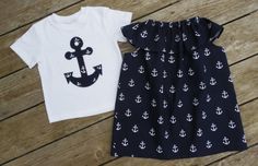 Brother and Sister Matching Anchor Outfits Girl's by Livanni Matching Kids Outfits, Matching Sister Outfits, Anchor Clothes, Sibling Pictures, Anchor Shirts, Matching Sisters