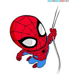 a spiderman flying through the air with his arms and legs extended, while holding on to