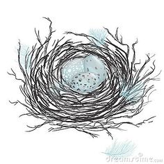 a bird's nest with two eggs in it