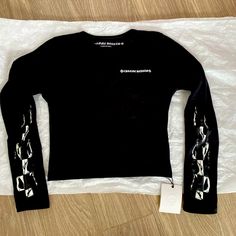 Not Sure If I Wanna Sell Yet!!! Dm Me Offers (Runs A Bit Small) -Rare Hard To Find Last One In Store !! -Size Medium But Fits A Bit Tight On Me So Would Def Fit Better On A Small -100% Authentic Purchased From Chrome Hearts Miami Store -Brand New Only Worn Once To Try On Designer Fitted Top With Graphic Print, Designer Fitted Crew Neck Top, Black Fitted Designer Tops, Designer Black Fitted Tops, Designer Fitted Black Tops, Chrome Hearts Top, Chrome Hearts Long Sleeve, Chrome Hearts Shirt, Slippers Outfit