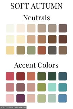 Soft Autumn Color Palette: A Complete Guide | What Is She Wearing Soft Autumn Color Pallete, Soft Autumn Wardrobe Palette, Autumn Color Dress, Spring And Autumn Color Palettes, Muted Autumn Aesthetic, Soft Autumn Clothing Palette, Denim For Soft Autumn, Best Colors For Soft Autumn, Autumn Spring Color Palette