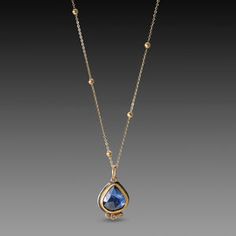 Gemstone Necklaces – Ananda Khalsa Gold Dot, Blue Sapphire Ring, Gemstone Necklaces, Gold Dots, Teardrop Necklace, Royal Jewelry, Sapphire Necklace, Blue Rose, 22k Gold