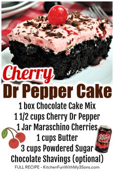 the cherry dr pepper cake recipe is shown