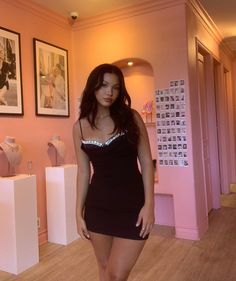 Wearing the Elsie Dress in Black🖤 Chic Mini Dress With Rhinestones For Night Out, Chic Mini Dress With Rhinestones For Club, Chic Rhinestone Mini Dress For Club, Chic Club Mini Dress With Rhinestones, Elsie Dress, Nana Jacqueline, Designer Wear, Strappy Heels, Little Black Dress