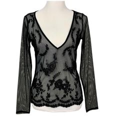 Presenting This Women’s New York And Company Black Beaded Holiday Party Top. In Size Small. Sheer (Recommend Wearing Cami, Blouse Or Dress Underneath) Long Sleeves Measurements (Approx. Lying Flat) Pit To Pit: 17” Length: 23” B2-030 Elegant Beaded Tops For Night Out, Spring Formal Beaded Tops, Fitted Beaded V-neck Blouse, Long Sleeve Beaded Party Tops, Elegant Beaded Stretch Top, Elegant Beaded Black Tops, Elegant Beaded V-neck Tops, Elegant Black Beaded Top, Elegant Stretch Embellished Blouse