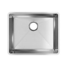 an image of a stainless steel sink on a white background with a circular hole in the middle