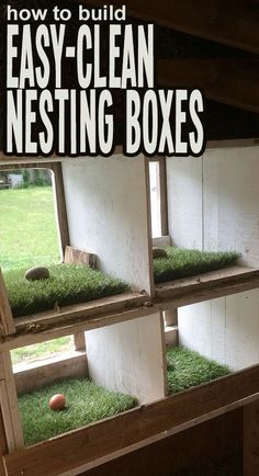 how to build easy - clean nesting boxes for chickens and other small animals in the barn