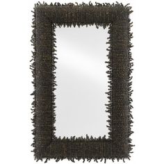 a mirror that has been made out of beads on the frame and is shaped like a square