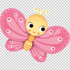 a pink and yellow butterfly with big eyes on it's wings, transparent background