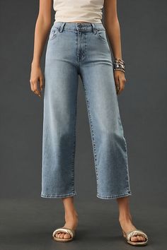 * 92% cotton, 6% elastomultiester, 2% elastane* Five-pocket styling* Zip front* Machine wash* USA Crop Wide Leg Jeans, Cropped Wide Leg Jeans, Crop Jeans, Cropped Jeans, Wide Leg Jeans, Leg Jeans, Anthropologie, High Waist, Top Brands