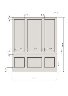 a drawing of a cabinet with measurements for the doors and drawers on each side,