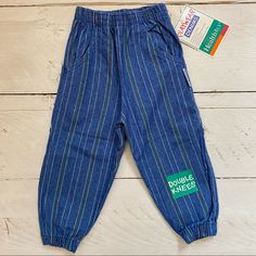 Vintage Healthtex Bubble Jogger Jeans. Size 2t Toddler. These Are New With Tags From The 80s! Made In The Usa. 100% Cotton. Pinstriped Denim. Elastic Waist And Around Ankles. Reinforced Knees. Cute, Loose Bubble Fit. Play Wear Denims Collection. Same Or Next Day Shipping! Smoke Free/ Pet Free Home. Playful Blue Pants With Pockets, Blue Bottoms With Pockets For Playtime, Blue Playwear Pants With Elastic Waistband, Blue Pants With Elastic Waistband For Playwear, Playful Blue Bottoms For School, Retro Cotton Bottoms For School, Retro Cotton School Bottoms, Blue Playful Playwear Pants, Playful Blue Pants For Playwear