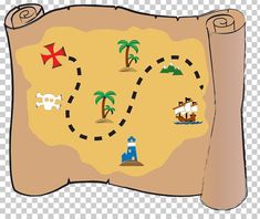 an old pirate map with pirates symbols on it, transparent background png clipart