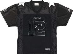 Varsity T-shirt For Football Season, Black Tops For College Football Season, Black Varsity T-shirt For Streetwear, Black Varsity T-shirt For Sports Events, Black Varsity T-shirt For Sports, Black T-shirt For College Football Season, Black Streetwear Tops With Team Logo, Sporty Black T-shirt For Football Season, Black Cotton Tops For Football