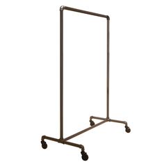 a metal rack with wheels on it