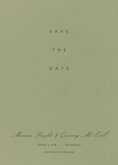 an image of save the date card in black ink on green paper with writing underneath