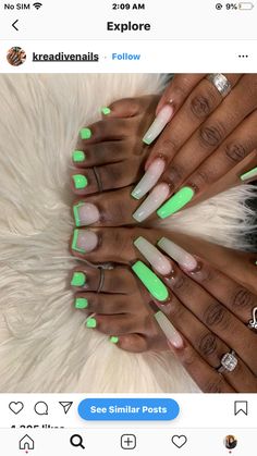 Mint Green Nails With Design, Nail Party, Future Nails, Nail Piercing, Green Acrylic Nails, Teal Nails, Nail Acrylic, Pretty Gel Nails